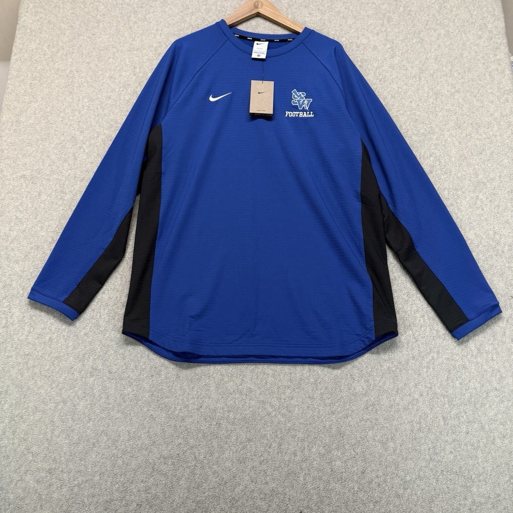 Nike Football Team Issued Long Sleeve Crew Neck Shirt Blue Men's Large NWT‎